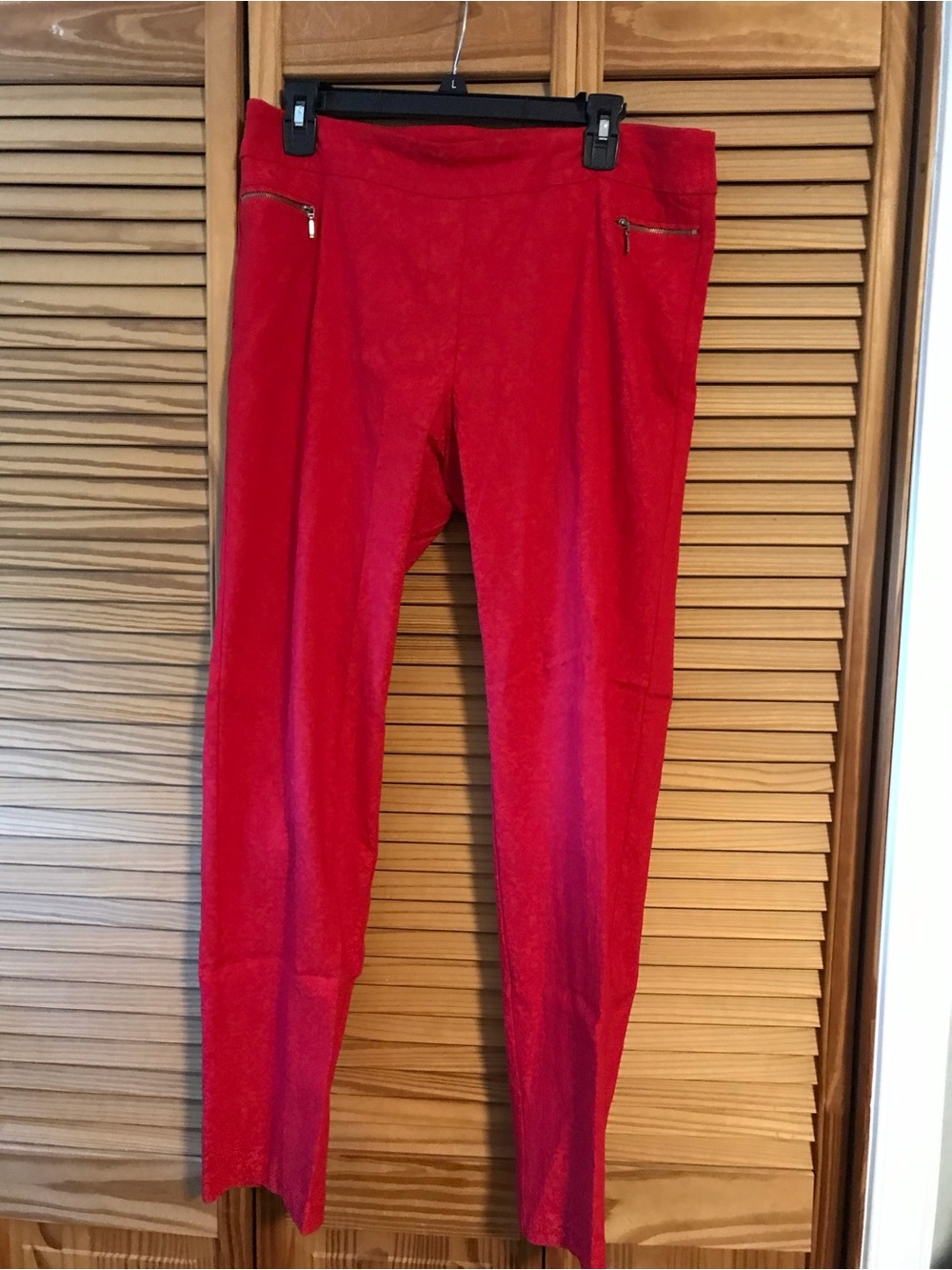 Soho Apparel Red Pants Pull on with Zip Pockets, Sz Lg
